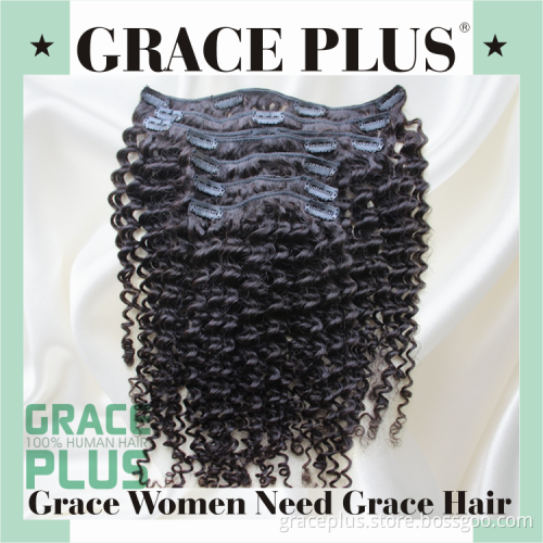wholesale cheap 100% human remy hair clip in hair extension brazilian curly wave fast shipping by dhl